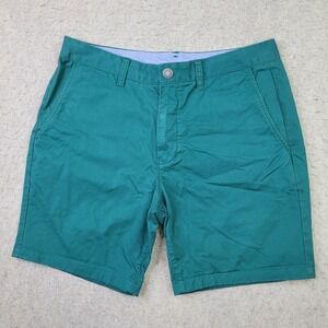 Bonobos Chino Shorts Men 32 Slim Fit 7" Green Blue Lightweight Preppy Flat Front